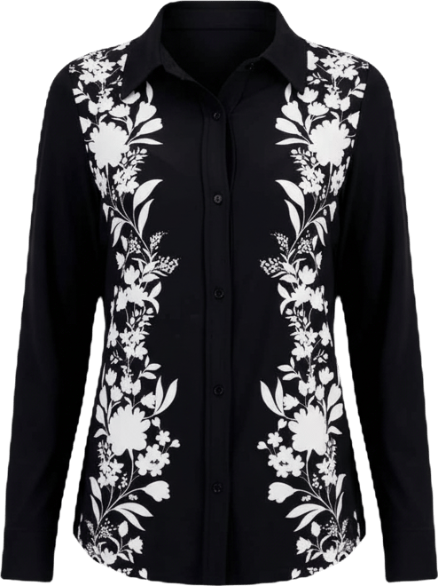 Women's Floral Long-Sleeve Button-Down Shirt