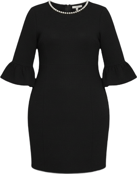 Women's 3/4 Length Cultivated Pearl Detail Dress