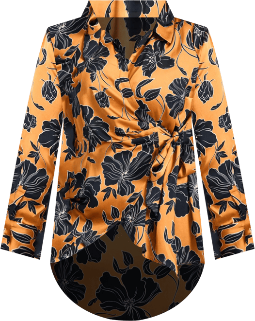 Women's Plus Size Goldi Satin Wrap Blouse