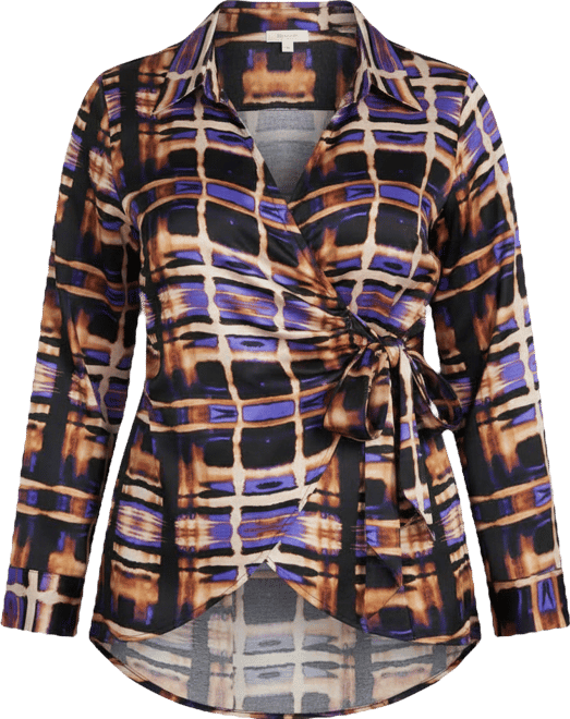 Women's Plus Size Goldi Satin Wrap Blouse