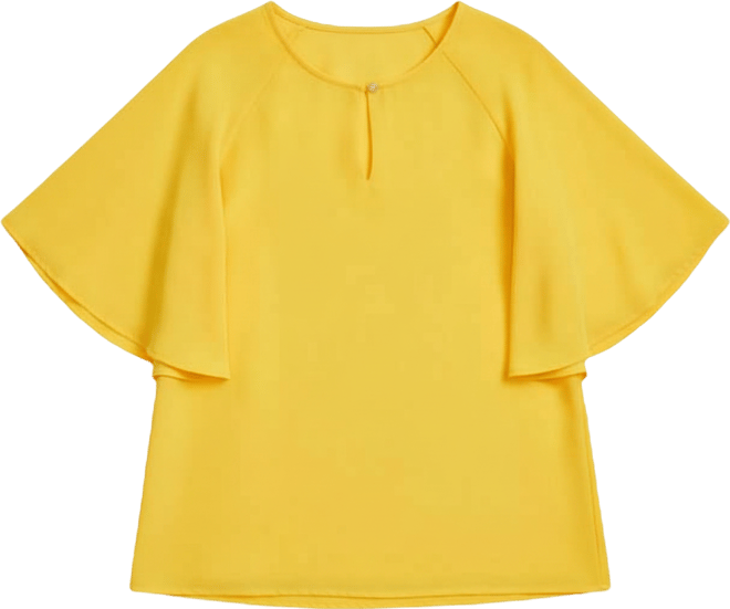 Women's Flutter Sleeve Keyhole Blouse