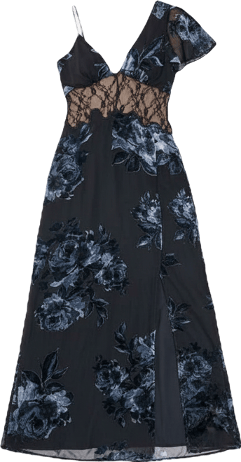 Women's Lace Insert Split Leg Maxi Dress