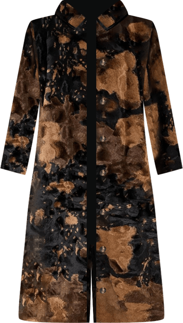 Women's Cow Print Faux Fur Longline Coat