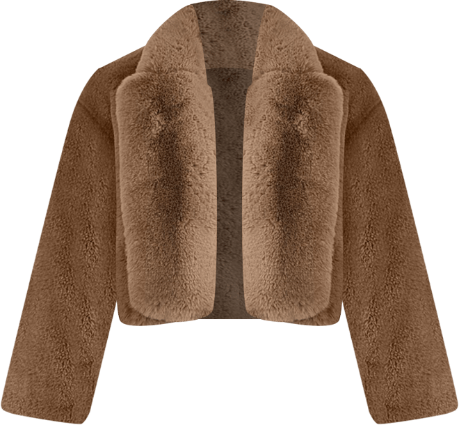 Women's Cropped Collar Faux Fur Jacket