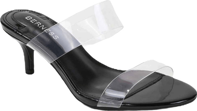 Calia Women's Clear Double Strap Kitten Heels