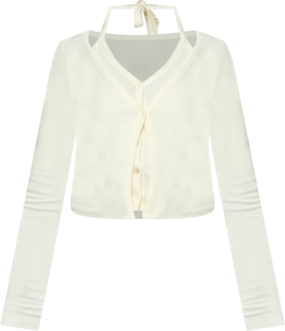 Womens Cardigan & Halter Two Piece Knit Top