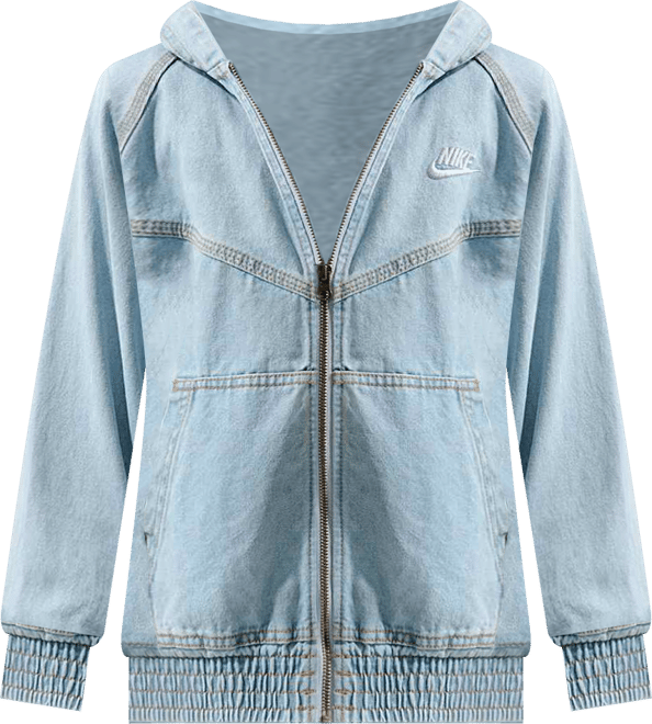 Nike Sportswear Collection Big Kids' Full-Zip Hooded Denim Jacket