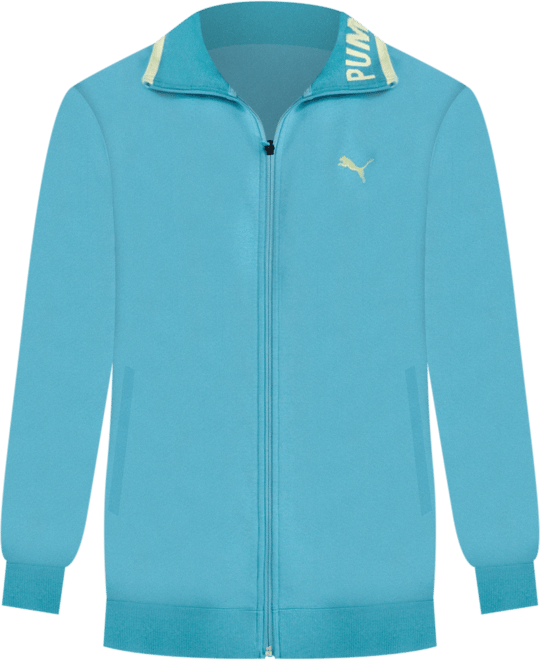 Men's Knit Collar Embroidered Cat Logo Track Jacket