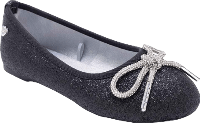 Girls' 1-13 Rhinestone Bow Glitter Ballet Flats