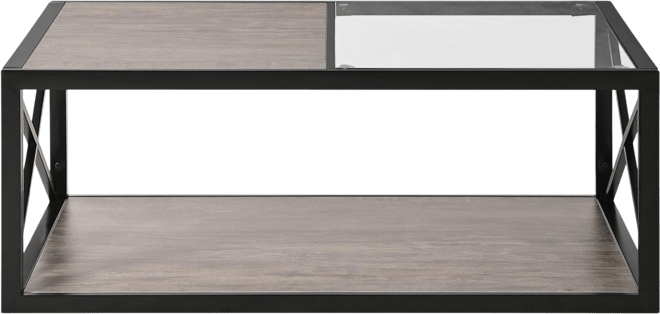 Industrial Glass & Wood Coffee Table