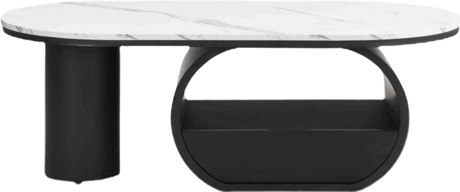 Modern Oval Coffee Table w/ Storage Drawer