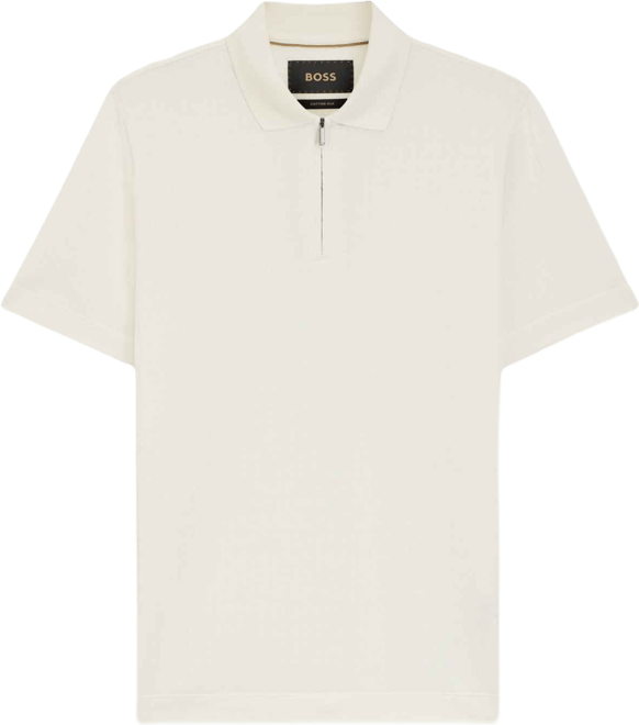 Boss by  Men's Cotton Silk Zip-Neck Polo Shirt