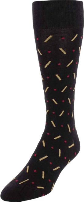 Men's Jevin Dot and Dash Mid-Calf Combed Cotton Dress Socks (1 Pair)