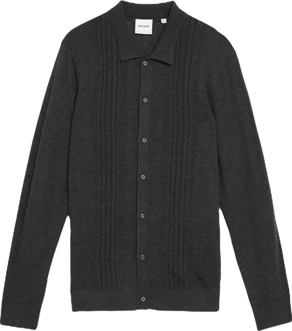 Men's Long Sleeve Cable Knitted Shirt