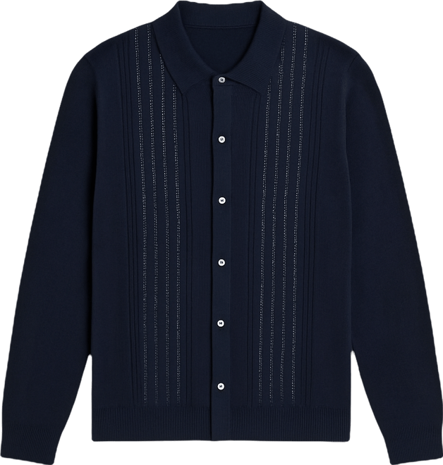 Men's Long Sleeve Cable Knitted Shirt