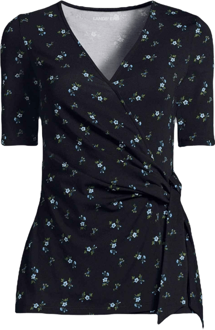 Women's Elbow Sleeve Lightweight Jersey Side Tie Blouse