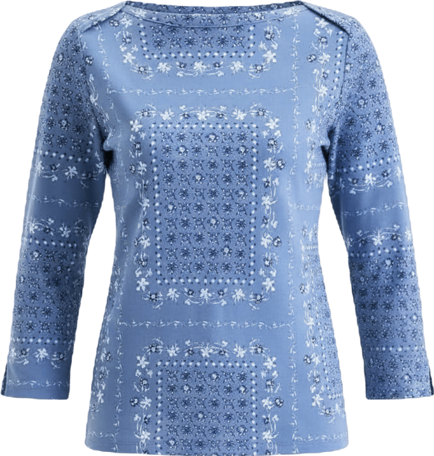 Women's Printed Pima Cotton 3/4 Sleeve Boat-Neck Top, Macy's Exclusive