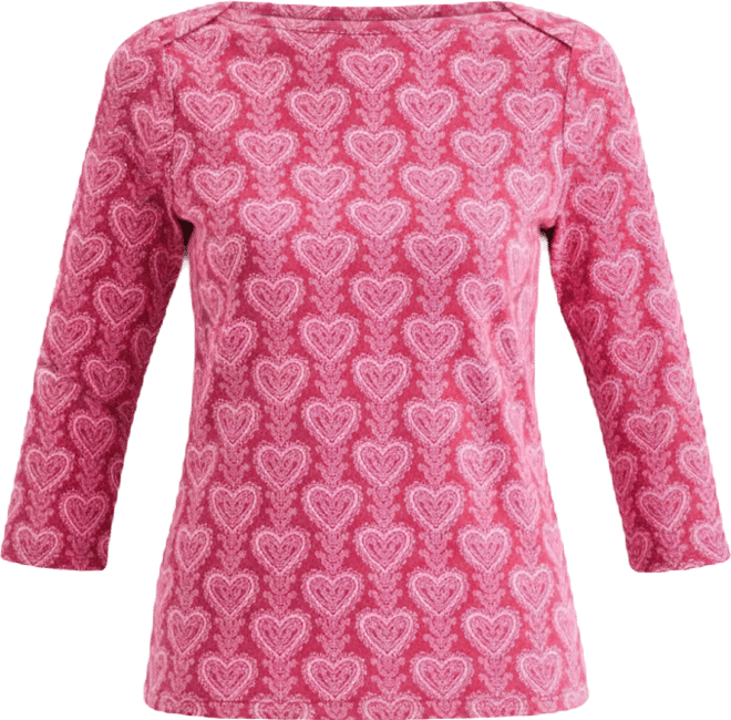 Women's Printed Pima Cotton 3/4 Sleeve Boat-Neck Top, Macy's Exclusive