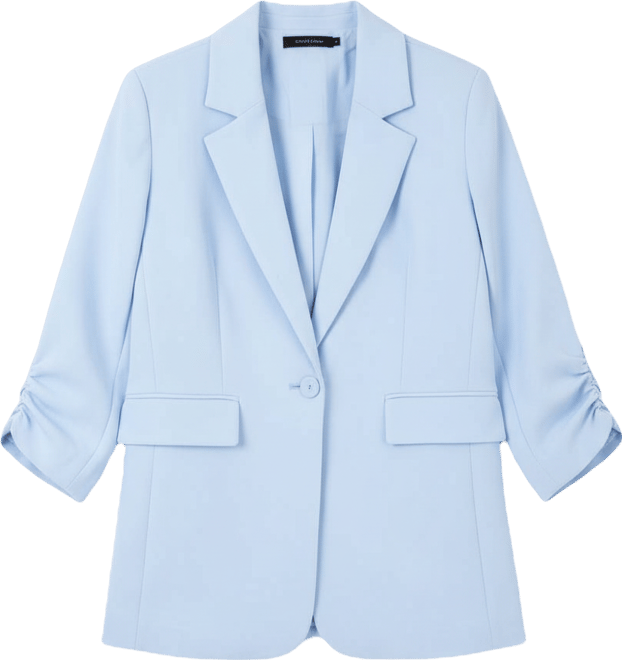 Women's Crepe One-Button Scrunched-Sleeve Jacket, Macy's Exclusive