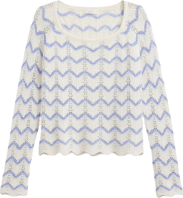 Juniors' Chevron Pointelle Sweater