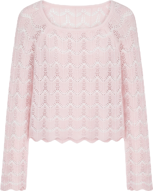 Juniors' Chevron Pointelle Sweater