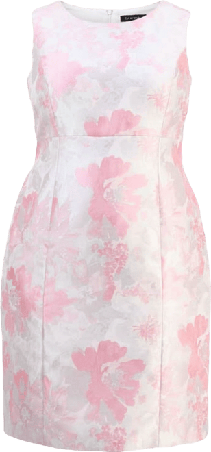 Plus Size Jacquard Empire-Seamed Sleeveless Dress