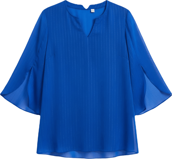 Women's Lurex Stripe Tulip Sleeve Blouse