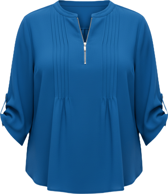 Women's Hailey Zip Front Pintuck Blouse