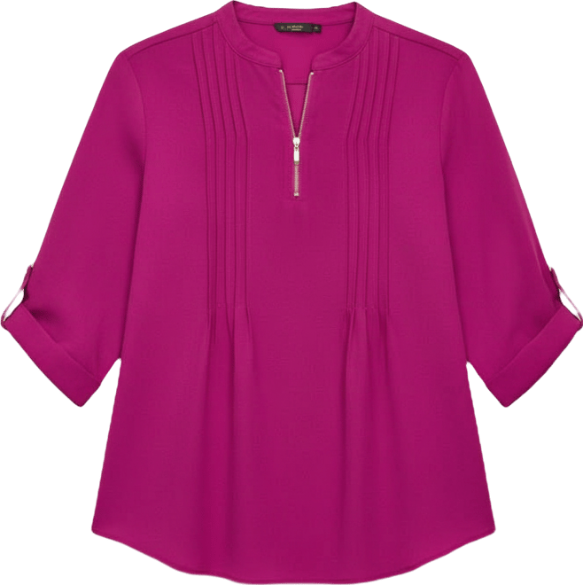 Women's Hailey Zip Front Pintuck Blouse