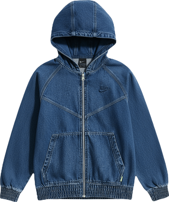 Nike Sportswear Collection Older Kids' Full-Zip Hooded Denim Jacket