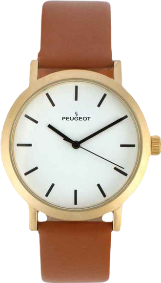 Men's 40mm Brown Minimalist Calfskin Leather Strap Watch