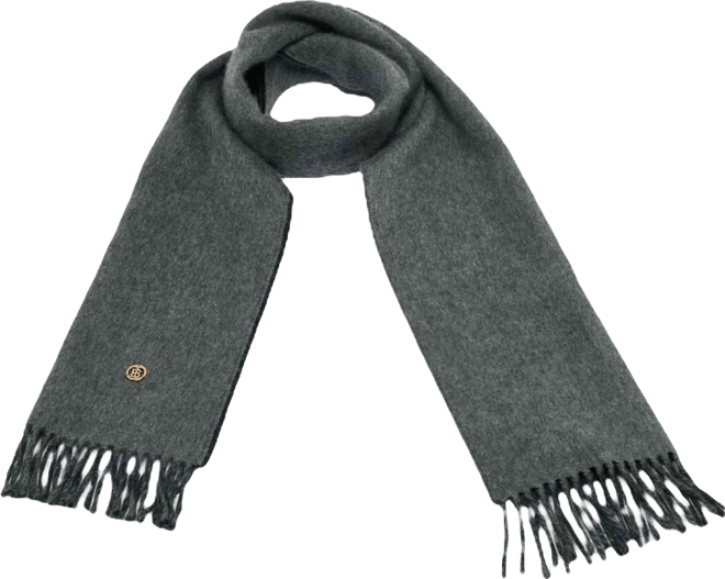 Grey Cashmere Fringed Scarf