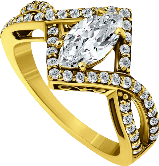 Cubic Zirconia Marquise Center Stone Split Shank Ring in Silver Plate