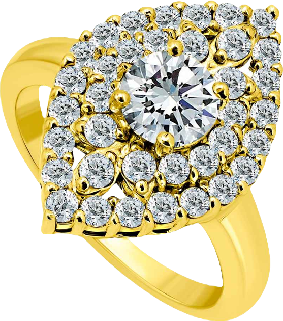 Cubic Zirconia 2 Row Kite Halo with Round Prong Center Stone Ring in Silver Plate