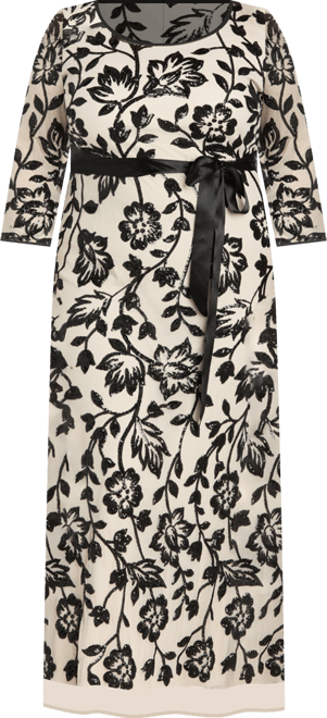 Plus Size Long Floral Embroidered Dress
