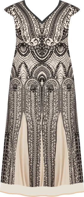 Plus Size V-Neck Sequin Design Long Dress