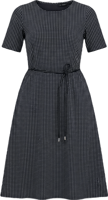 Women's Elbow-Sleeve Tie-Waist Midi Dress