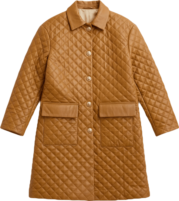 Women's Quilted Leather Coat, Created For Macy's