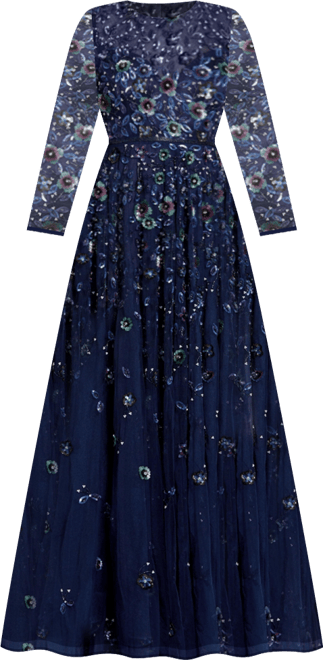 Women's Sequin Mesh High Neck Cap Sleeve A Line Gown