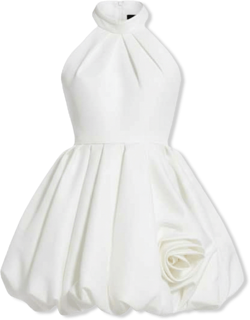 Women's Satin High Neck Sleeveless Bubble Hem Mini Dress