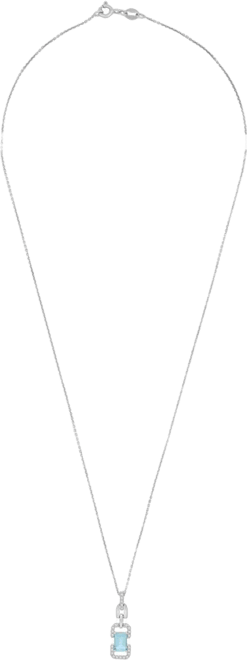 White Topaz (1/6 ct. t.w.) and Blue Topaz (5/8 ct. t.w.) Drop Pendant Necklace in Sterling Silver