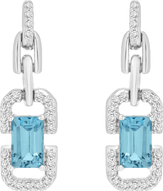 White Topaz (1/6 ct. t.w.) and Blue Topaz (5/8 ct. t.w.) Drop Earrings in Sterling Silver