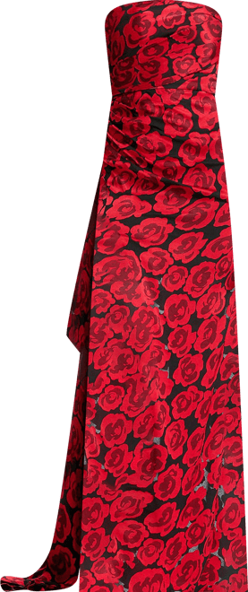 lulus dress the population Dress the Population Women's Lulu Floral Strapless Gown - Red
