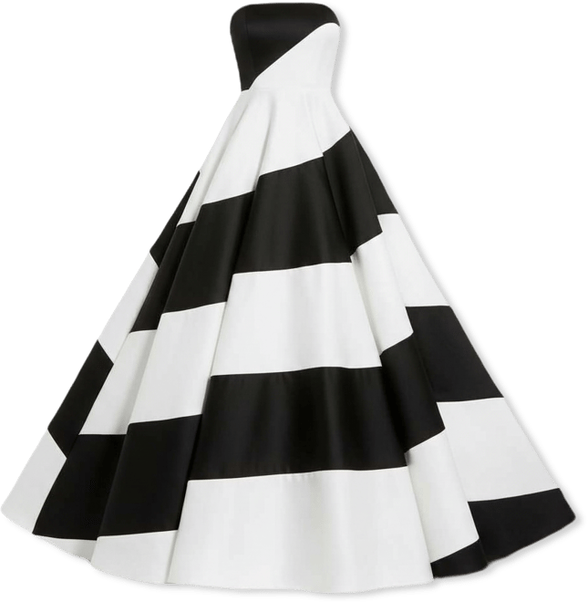 Women's Colorblock Striped Satin Strapless Ballgown