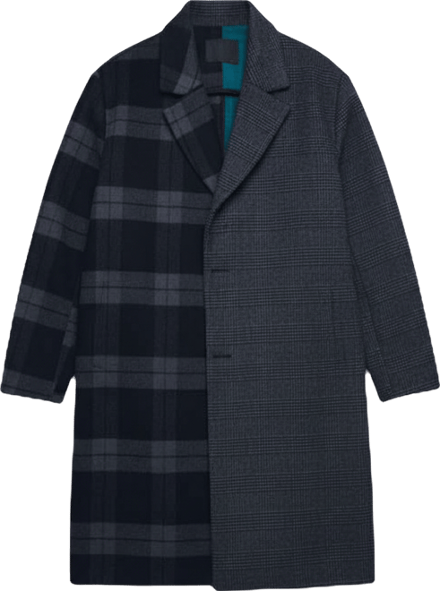 Men's Wool bimaterial checkered coat