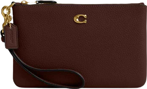 Polished Pebble Leather Small Zip-Top Wristlet