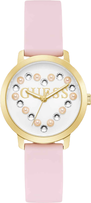 Women's Gold-Tone Pink Silicone Analog Watch, 36mm