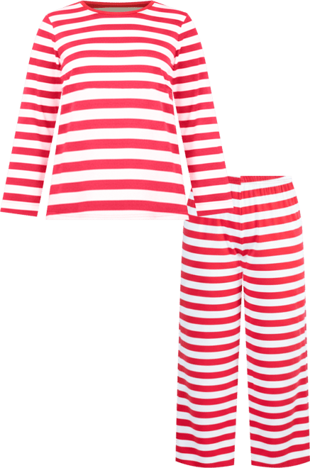 Women's Plus SizeTwo Piece Cotton Striped Holiday Pajamas
