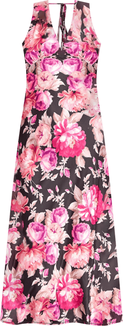 Women's V-Neck Drape Back Midi Dress