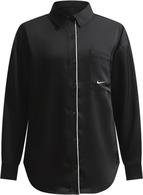 나이키 스포츠웨어 여성 오버사이즈 새틴 긴팔 탑